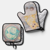 リングや輪猫 鍋つかみ&鍋敷きセット (正面/裏面)