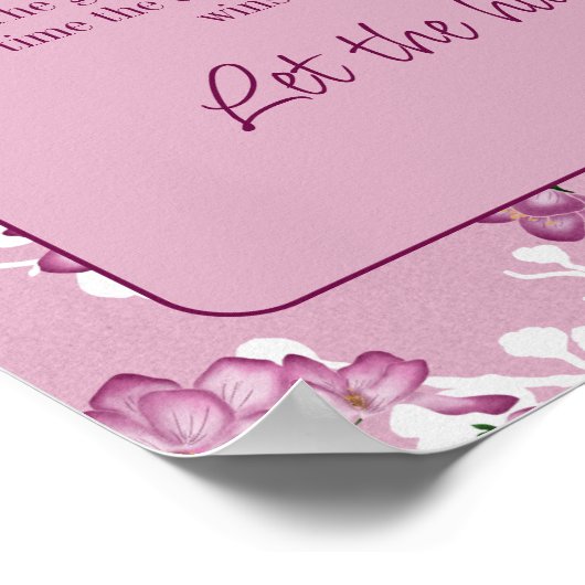 リングや輪素晴らし狩りゲーム – ピンクさくらんぼの花 ポスター (角)