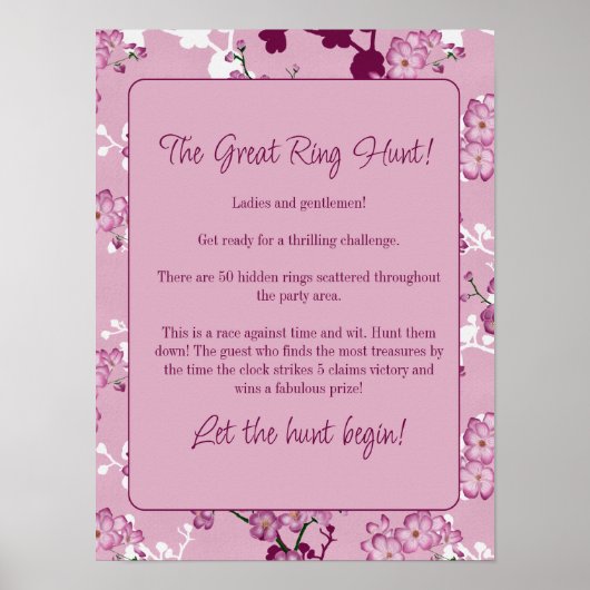 リングや輪素晴らし狩りゲーム – ピンクさくらんぼの花 ポスター (正面)