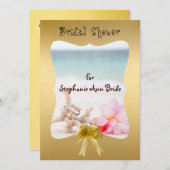 リングや輪結婚のビーチブライダルシャワーカード 招待状 (正面/裏面)