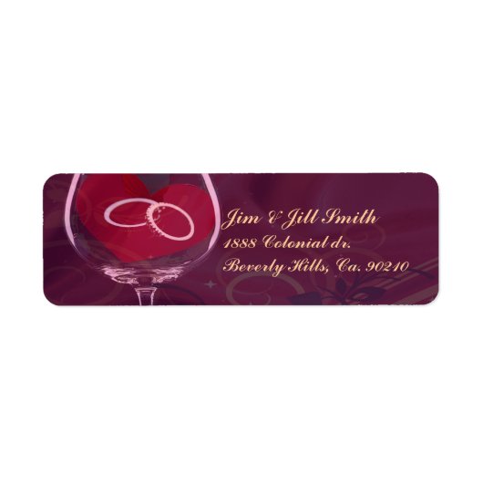 リングや輪結婚をワイングラスに ラベル (正面)