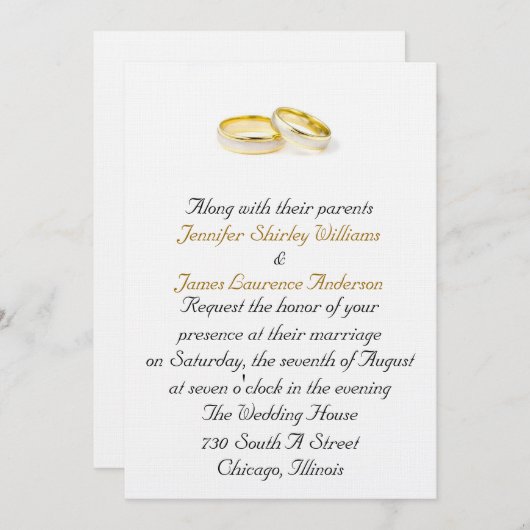 リングや輪結婚式招待状 招待状 (正面/裏面)
