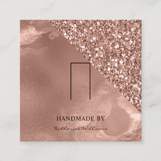 リングや輪表示カード |バラ金ゴールドとグリッター スクエア名刺 (正面)