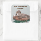 リングや輪首の鴨写真美しい茶色の雌鳥 スクエアシール (バッグ)