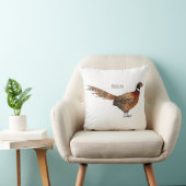 リングや輪首キジの鳥の漫画イラストレーション クッション (椅子)