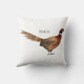 リングや輪首キジの鳥の漫画イラストレーション クッション (裏面)