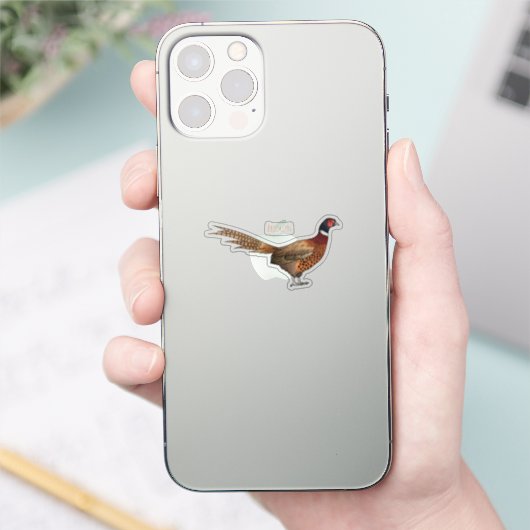 リングや輪首キジの鳥の漫画イラストレーション シール (スマートフォン)