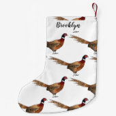 リングや輪首キジの鳥の漫画イラストレーション スモールクリスマスストッキング (裏面)