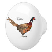 リングや輪首キジの鳥の漫画イラストレーション セラミックノブ (右)