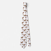 リングや輪首キジの鳥の漫画イラストレーション ネクタイ (正面)