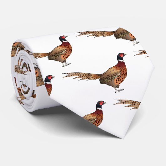 リングや輪首キジの鳥の漫画イラストレーション ネクタイ (ロール)