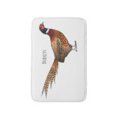 リングや輪首キジの鳥の漫画イラストレーション バスマット (正面縦)