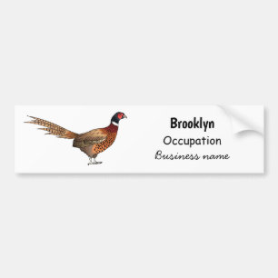 リングや輪首キジの鳥の漫画イラストレーション バンパーステッカー