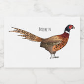 リングや輪首キジの鳥の漫画イラストレーション フードラベル (シングルラベル)