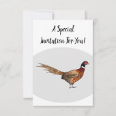 リングや輪首キジの鳥の漫画イラストレーション 招待状 (裏面)