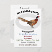 リングや輪首キジの鳥の漫画イラストレーション 招待状 (正面/裏面)