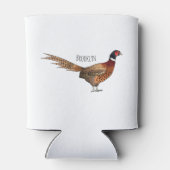 リングや輪首キジの鳥の漫画イラストレーション 缶クーラー (裏面)