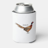 リングや輪首キジの鳥の漫画イラストレーション 缶クーラー (缶裏面)