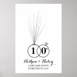 リングや輪10周年記念結婚印のゲストブック ポスター