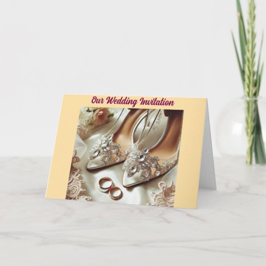 リングや輪&シューウェディング招待 招待状 (正面)