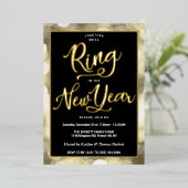 リングや輪 |大晦日のパーティー 実在 箔招待状 (立ち正面)