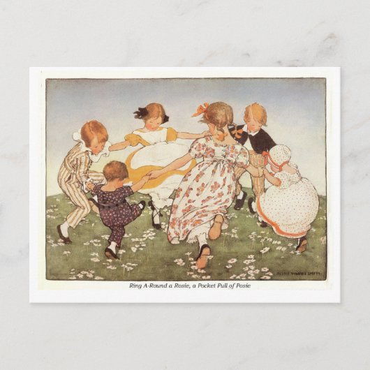 リングや輪Aラウンドaロージー子供部屋韻 ポストカード (正面)