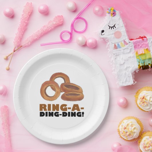 リングや輪A-Ding-Ding玉ねぎリングや輪リングや輪ジャンクフードグルメ ペーパープレート (パーティー)