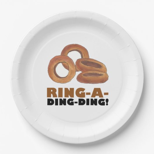 リングや輪A-Ding-Ding玉ねぎリングや輪リングや輪ジャンクフードグルメ ペーパープレート (正面)
