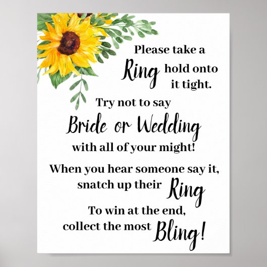 リングを付けて!ひまわりシャワーのゲームサイン ポスター (正面)