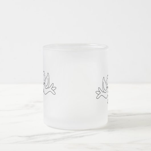 リングを持つ結婚式の鳩 フロストグラスマグカップ (中央)