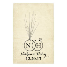 リングイニシャルバルーン指紋ウェディングゲストブック