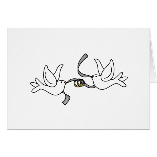 リングカードを持つ結婚式の鳩 (正面横)