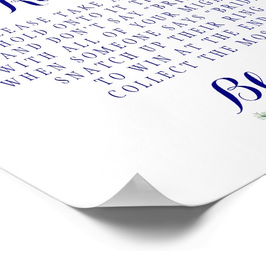 リングゲーム エレガントな花のブライダルシャワーサイン ポスター (角)