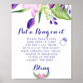 リングゲーム エレガントな花のブライダルシャワーサイン ポスター (正面)