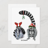 リングテイルレムールのホリデーカード シーズンカード (正面/裏面)