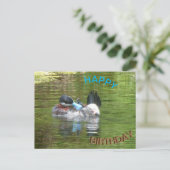 リングテールアヒルのお誕生日ポストカード ポストカード (スタンド正面)