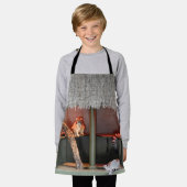 リングテールポッソムキュービーハウスキッズフルプリントエプロン エプロン (着用した状態)