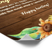 リングハント ラスティック ひまわり ウェディング シャワー ポスター (角)