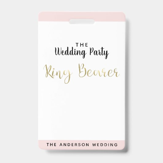 リングベアラー ゴールド ウェディングパーティー VIP パス バッジ (Front)