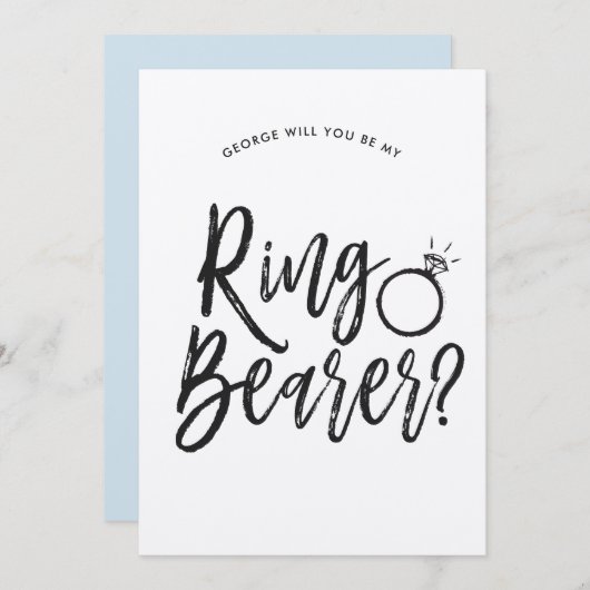 リングベアラー | スクリプトスタイルのカスタムウェディング 招待状 (正面/裏面)