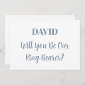 リングベアラ名前をカスタムするダスティブルーホワイト結婚ズ 招待状 (正面/裏面)