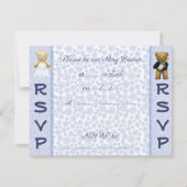 リングベアー - テディベア ブルー 結婚式招待状 招待状 (裏面)