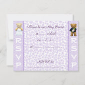 リングベアー - テディベア ライラック 結婚式招待状 招待状 (裏面)