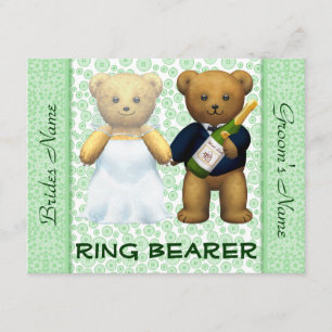 リングベア テディベア アップルグリーン 結婚式招待状 招待状