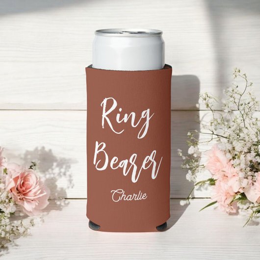 リングベア テラクォッツ ブラウン 結婚式 スリム缶クーラー