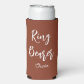 リングベア テラクッタ ブラウン 結婚式 スリム缶クーラー (Seltzer正面)