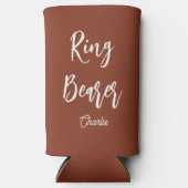 リングベア テラクッタ ブラウン 結婚式 スリム缶クーラー (正面)