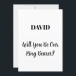 リングベラーシンプル名前をカスタムするミニマル結婚の 招待状<br><div class="desc">ミニマルシンプルエレガントカスタマイズ、デザインの"私たちのリングベアラー頼"と名前をカスタムするのメッセージとテンプレートの文字を持つカスタム!</div>