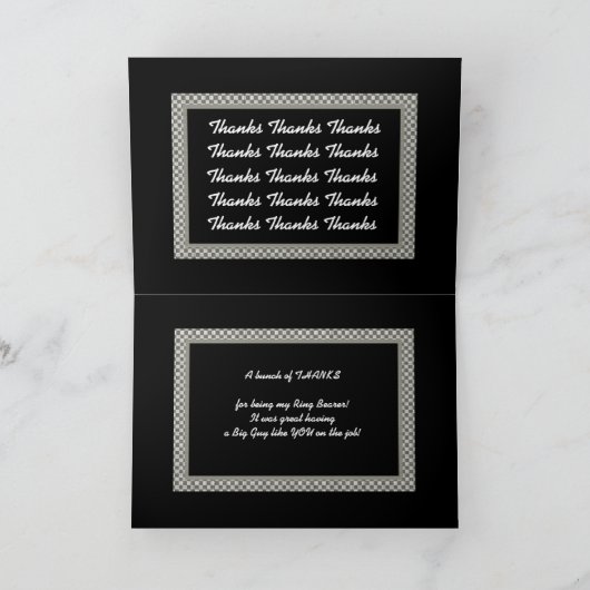 リングボーイを務めてくれた甥っ子へ 蝶ネクタイ姿の結婚式 ありがとう サンキューカード (内部)