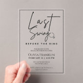 リングモダンブライダルシャワー前の最後のスイング アクリル招待状 (インサイチュ (ポータブル))